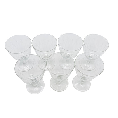 Mid-Century Weingläser 7er Set beschliffen H 11,2 cm Gläser Glas