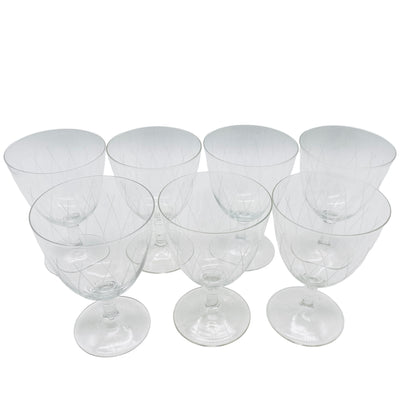 Mid-Century Weingläser 7er Set beschliffen H 11,2 cm Gläser Glas