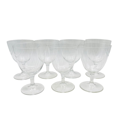 Mid-Century Weingläser 7er Set beschliffen H 11,2 cm Gläser Glas