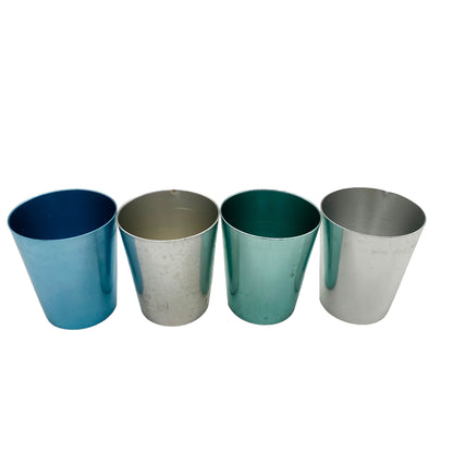 Mid Century Becher Alu silber türkis grün DDR GRD Germany 4er Set Vintage