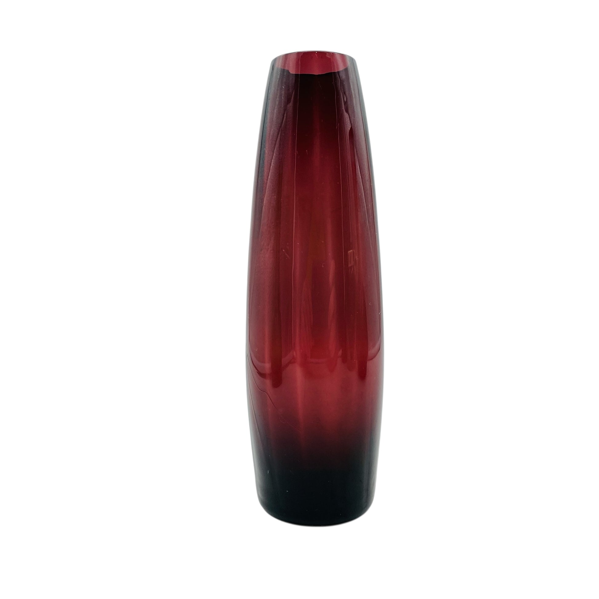Mid Century Blumenvase lila amethyst farben 60er 70er Jahre Deko aus Glas