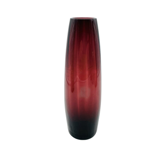 Mid Century Blumenvase lila amethyst farben 60er 70er Jahre Deko aus Glas