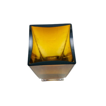 Mid Century Dekoration Vase Bernstein braun eckig Überfang transparent 60er 70er Jahre Dekor