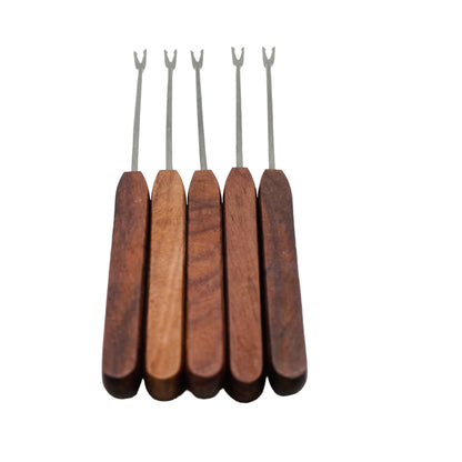 Mid Century Fonduegabeln 5er Set Teak Edelstahl 60er 70er Gabeln Holz
