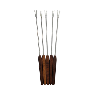 Mid Century Fonduegabeln 5er Set Teak Edelstahl 60er 70er Gabeln Holz