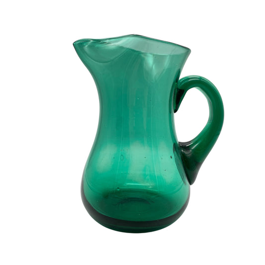 Mid Century Kanne aus Glas mit Henkel in grün 60er 70er Jahre Karaffe