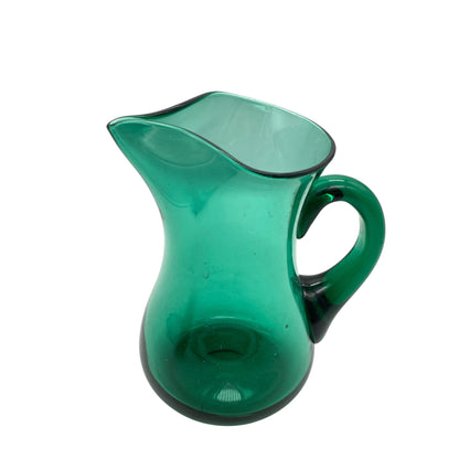 Mid Century Kanne aus Glas mit Henkel in grün 60er 70er Jahre Karaffe