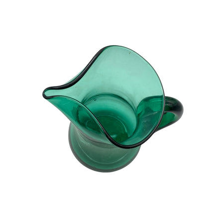 Mid Century Kanne aus Glas mit Henkel in grün 60er 70er Jahre Karaffe