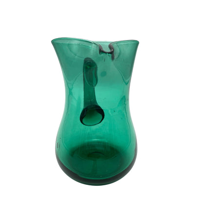 Mid Century Kanne aus Glas mit Henkel in grün 60er 70er Jahre Karaffe