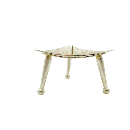 Mid Century Kerzenständer aus Aluminium Gold farben Hammerschlag Optik 60er 70er Vintage