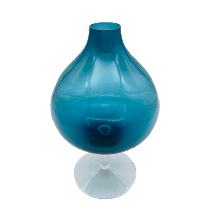 Mid Century Lounge Vase Glas 60er 70er Jahre blau