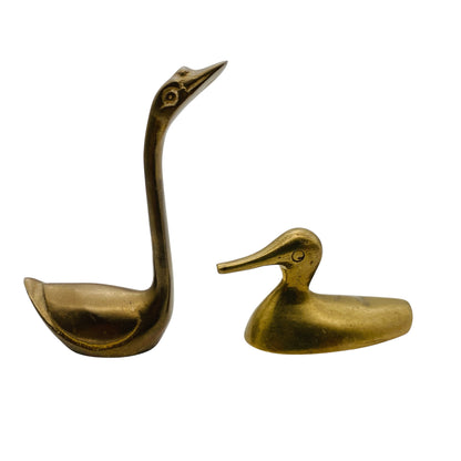 Mid Century Messing Figuren schwimmende Schwäne Enten Gänse Dekoration 50er 60er Jahre