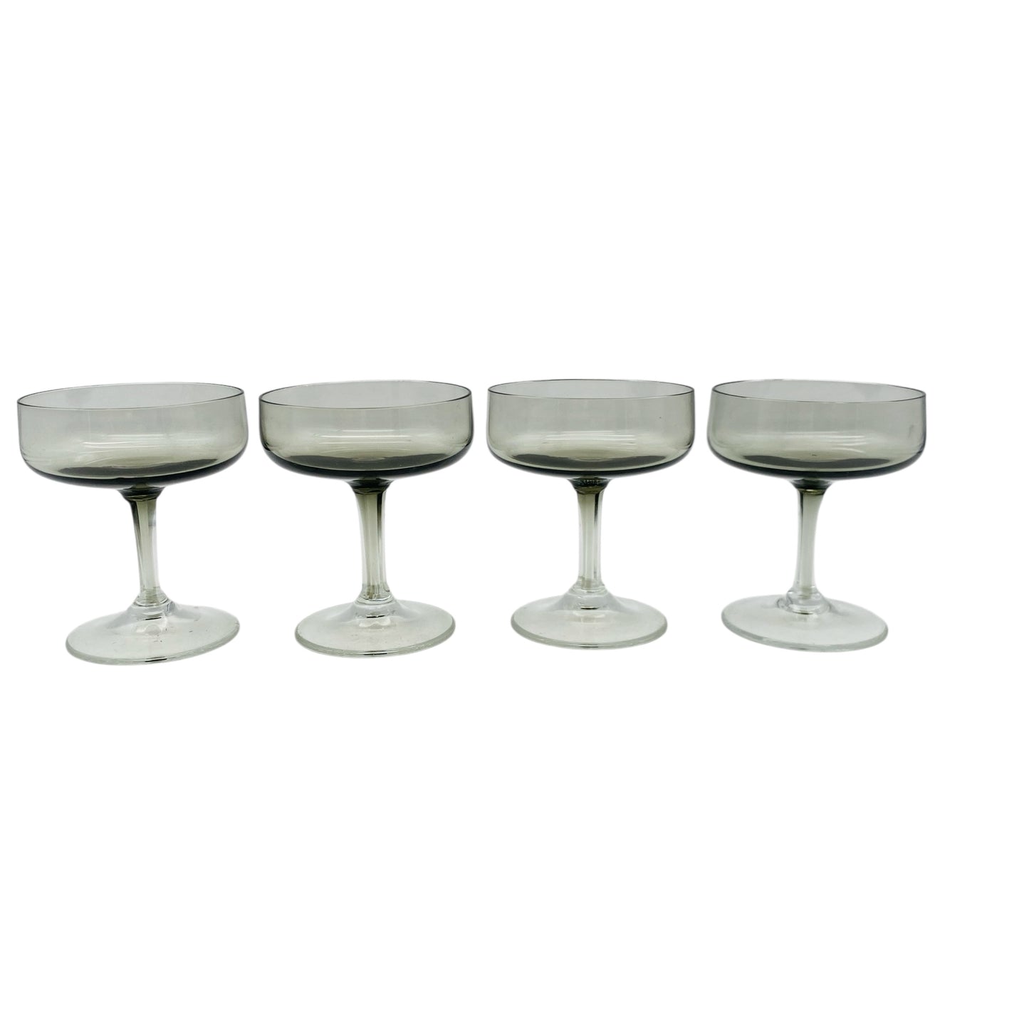 Mid Century Rauchglas Likörschalen Schnapsgläser 4er Set 50er 60er 70er Jahre Vintage Glas