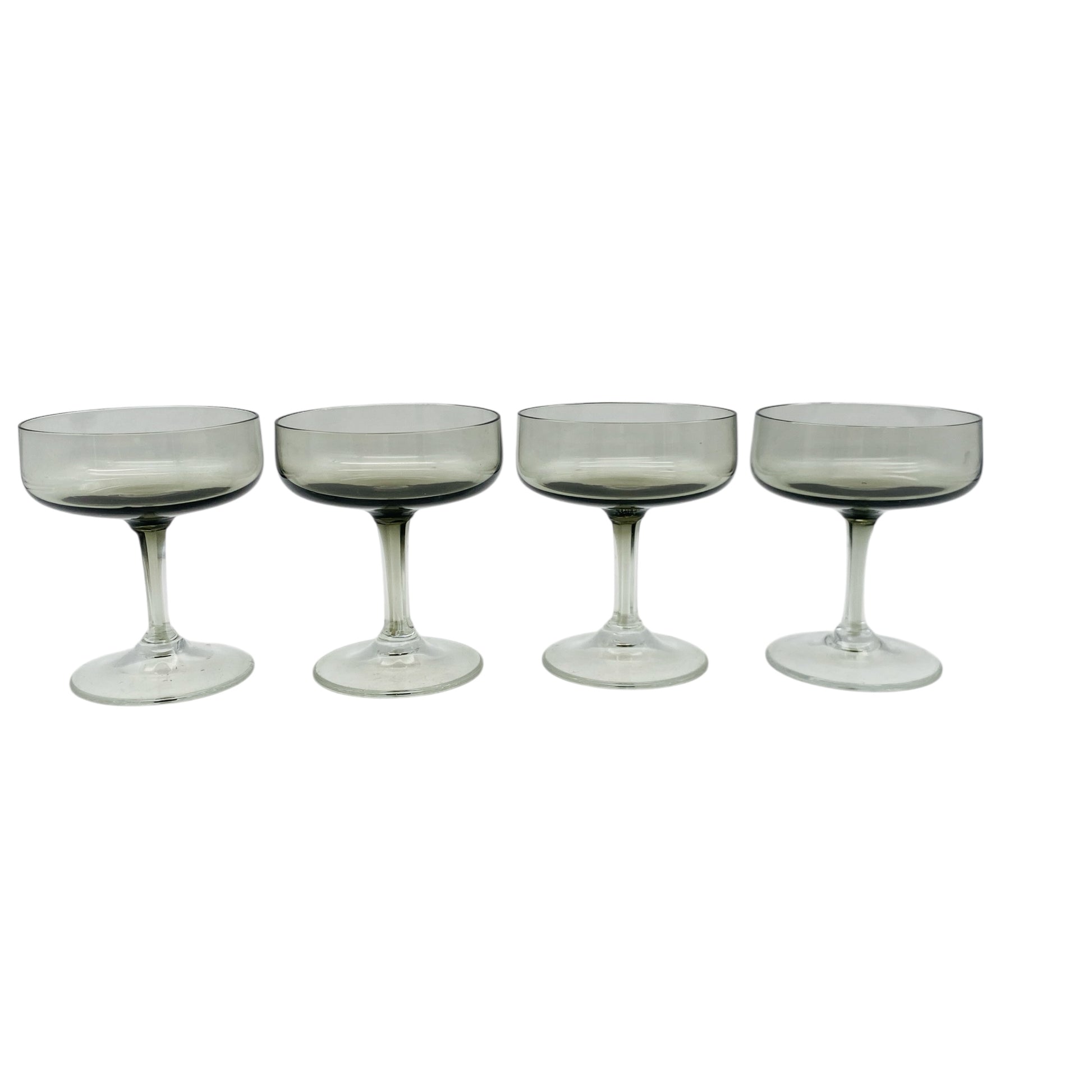 Mid Century Rauchglas Likörschalen Schnapsgläser 4er Set 50er 60er 70er Jahre Vintage Glas