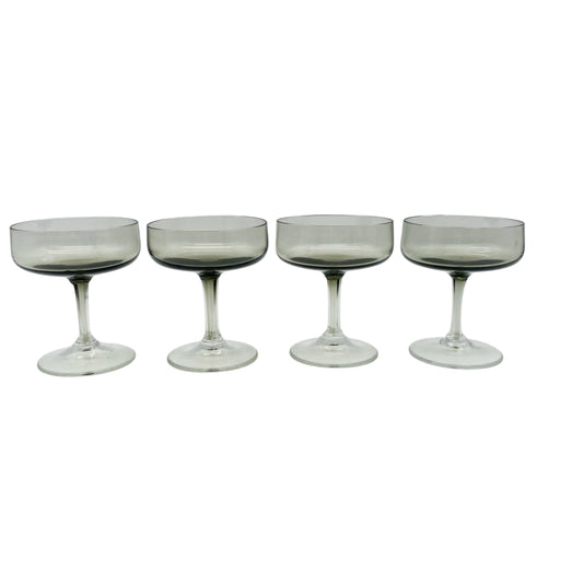 Mid Century Rauchglas Likörschalen Schnapsgläser 4er Set 50er 60er 70er Jahre Vintage Glas