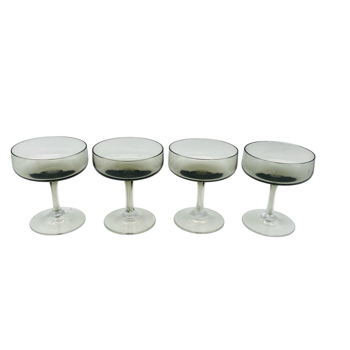 Mid Century Rauchglas Likörschalen Schnapsgläser 4er Set 50er 60er 70er Jahre Vintage Glas