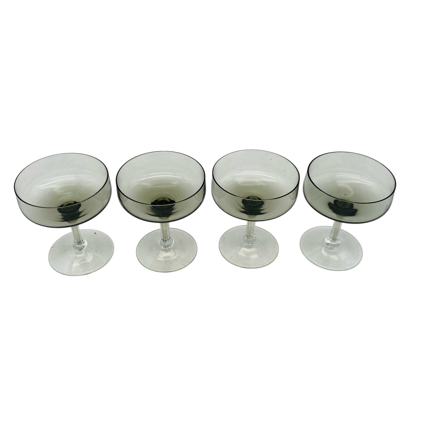 Mid Century Rauchglas Likörschalen Schnapsgläser 4er Set 50er 60er 70er Jahre Vintage Glas