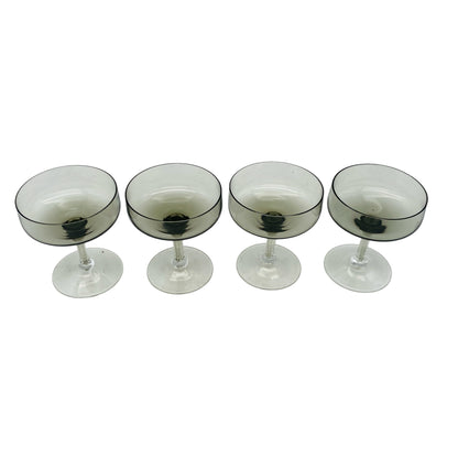 Mid Century Rauchglas Likörschalen Schnapsgläser 4er Set 50er 60er 70er Jahre Vintage Glas