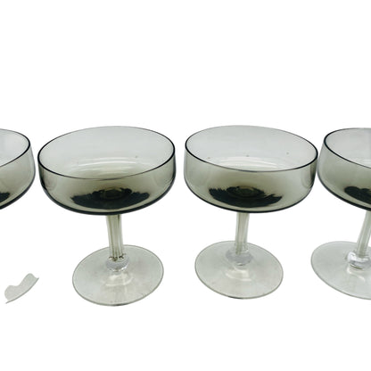 Mid Century Rauchglas Likörschalen Schnapsgläser 4er Set 50er 60er 70er Jahre Vintage Glas