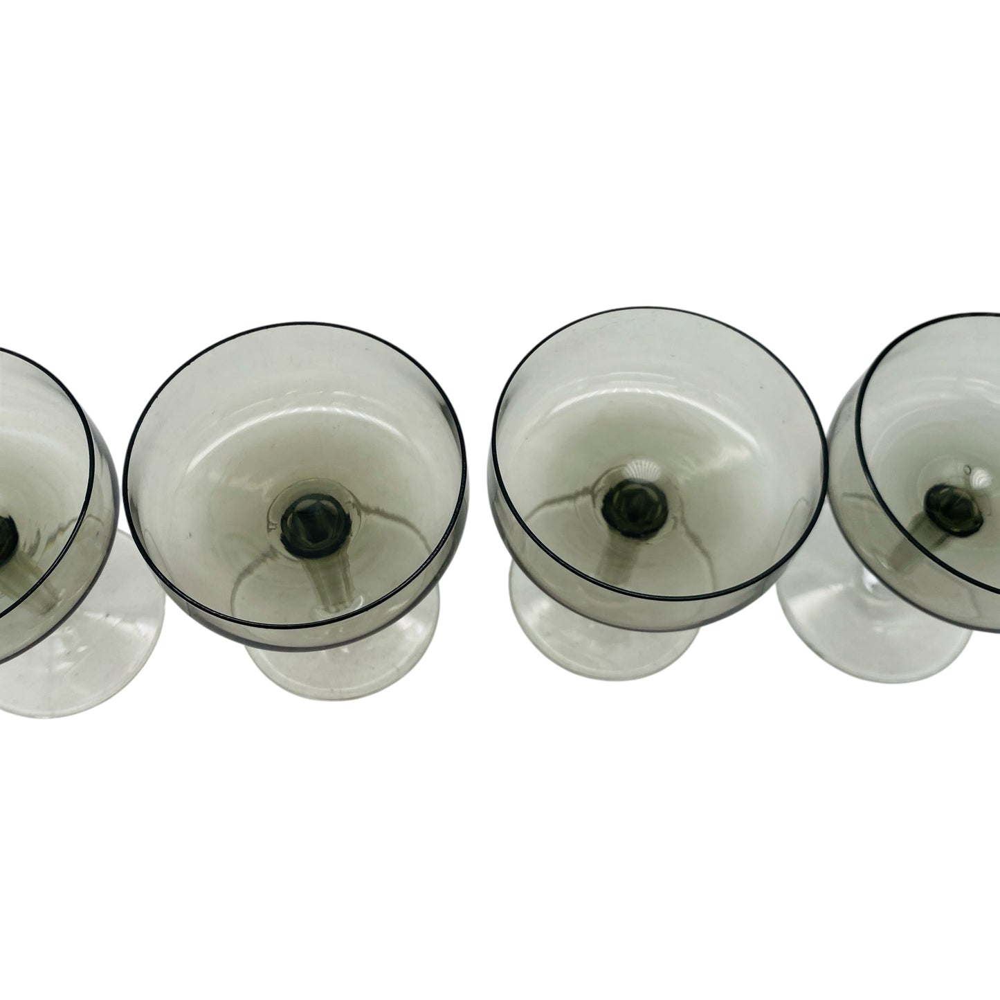 Mid Century Rauchglas Likörschalen Schnapsgläser 4er Set 50er 60er 70er Jahre Vintage Glas