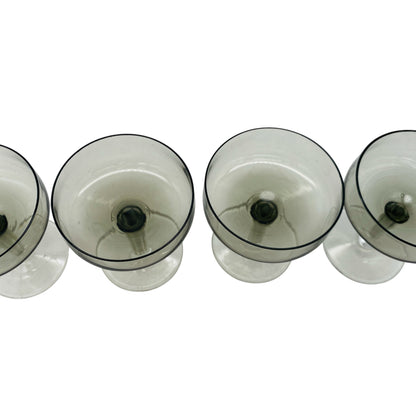 Mid Century Rauchglas Likörschalen Schnapsgläser 4er Set 50er 60er 70er Jahre Vintage Glas