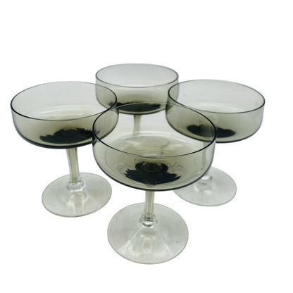 Mid Century Rauchglas Likörschalen Schnapsgläser 4er Set 50er 60er 70er Jahre Vintage Glas