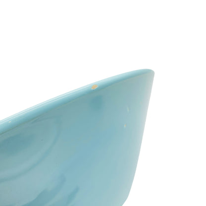 Mid Century Schale Schüssel mit Salatbesteck Keramik hellblau blau 50er 60er 70er Jahre