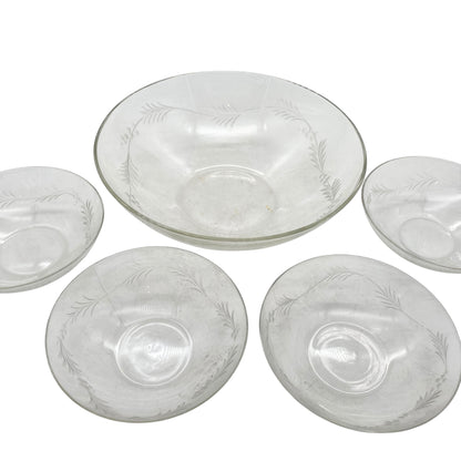 Mid Century Schalen Set Dessertschalen Glas beschliffen 50er 60er Jahre Haushalt