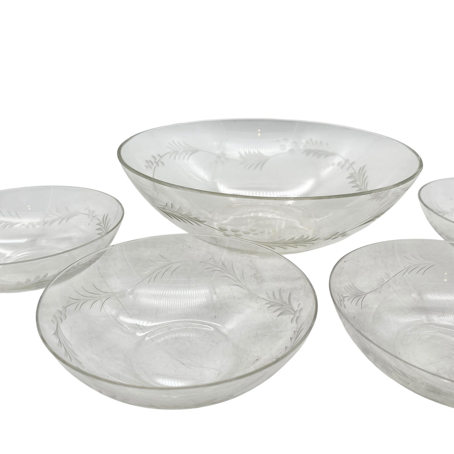 Mid Century Schalen Set Dessertschalen Glas beschliffen 50er 60er Jahre Haushalt