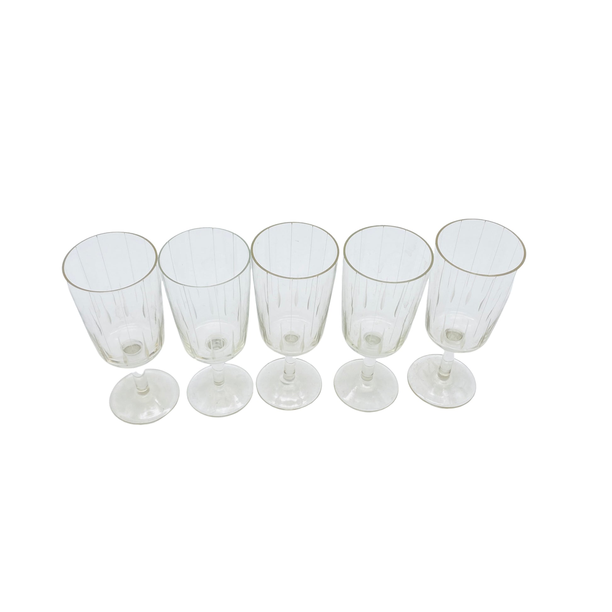 Mid Century Schnapsgläser beschliffen 5er Set  50er 60er Vintage