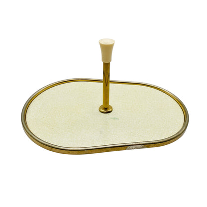 Mid Century Tablett für Schnapsgläser Dekoration 50er 60er Jahre Hausbar Messing beige
