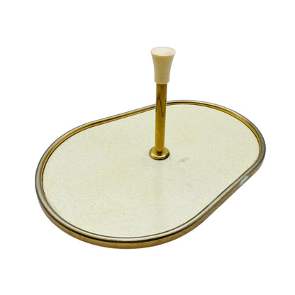 Mid Century Tablett für Schnapsgläser Dekoration 50er 60er Jahre Hausbar Messing beige