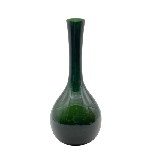Mid Century Vase Glas grün olivegrün geschliffene Öffnung 60er 70er Jahre Dekoration