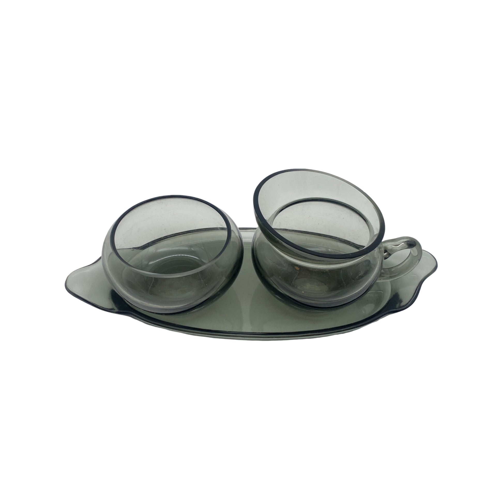 Milch- und Zucker set Rauchglas 60er 70er Rahmservice Vintage