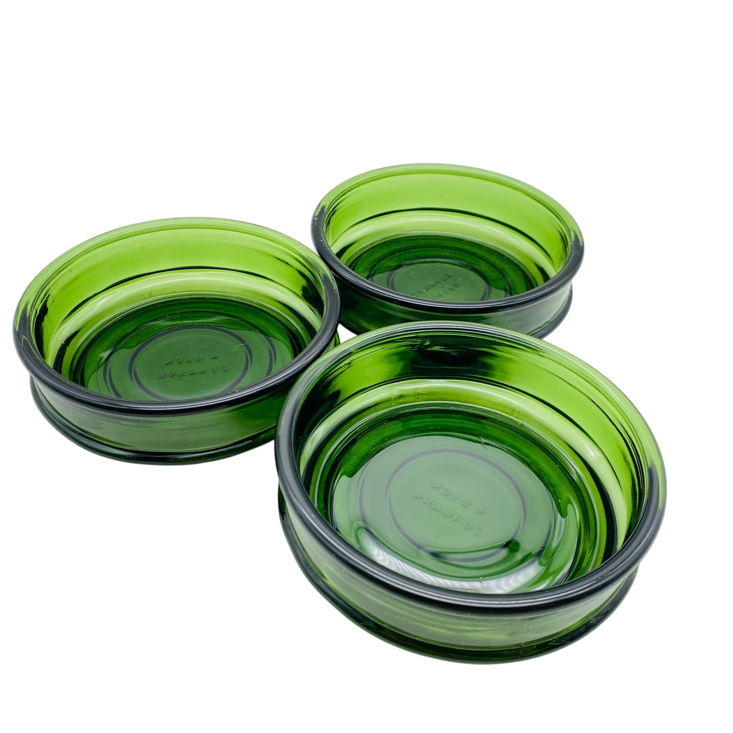 Nissen Glas Schalen 3er Set grün 60er 70er Jahre Dänemark Dekoration