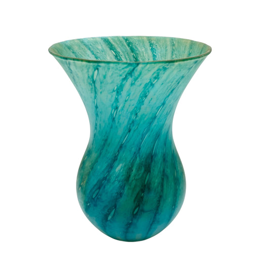 PEILL Vase satiniert grün gewellt in Spiralen 60er 70er Jahre moderne Dekoration