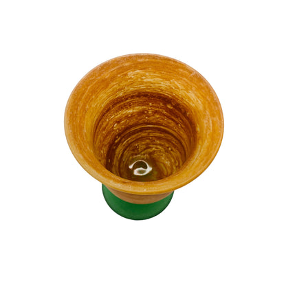Pokalvase Scavo Glas orange grüne Vase 80er Design Vintage