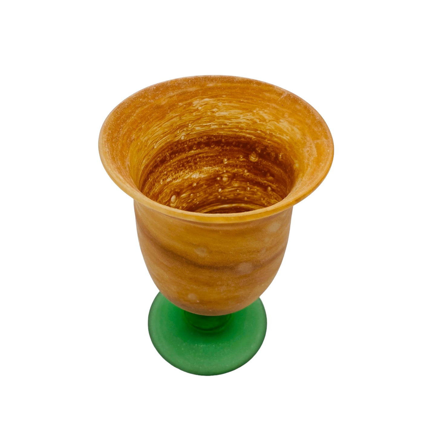 Pokalvase Scavo Glas orange grüne Vase 80er Design Vintage