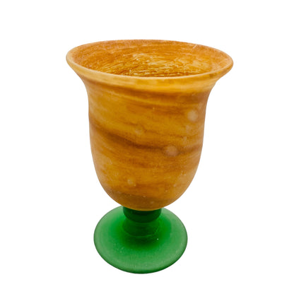 Pokalvase Scavo Glas orange grüne Vase 80er Design Vintage