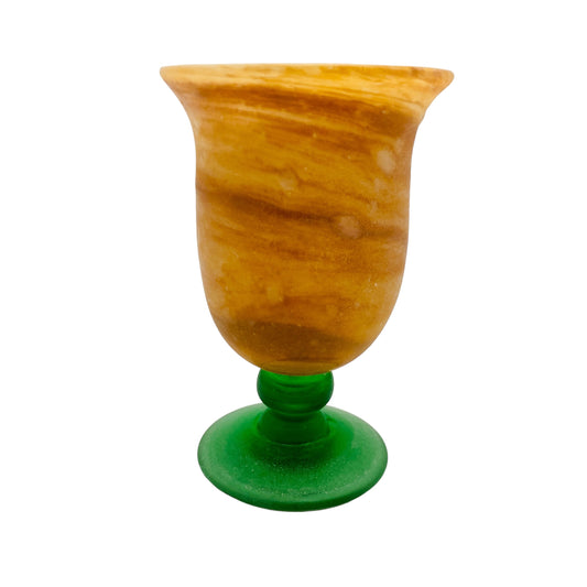 Pokalvase Scavo Glas orange grüne Vase 80er Design Vintage