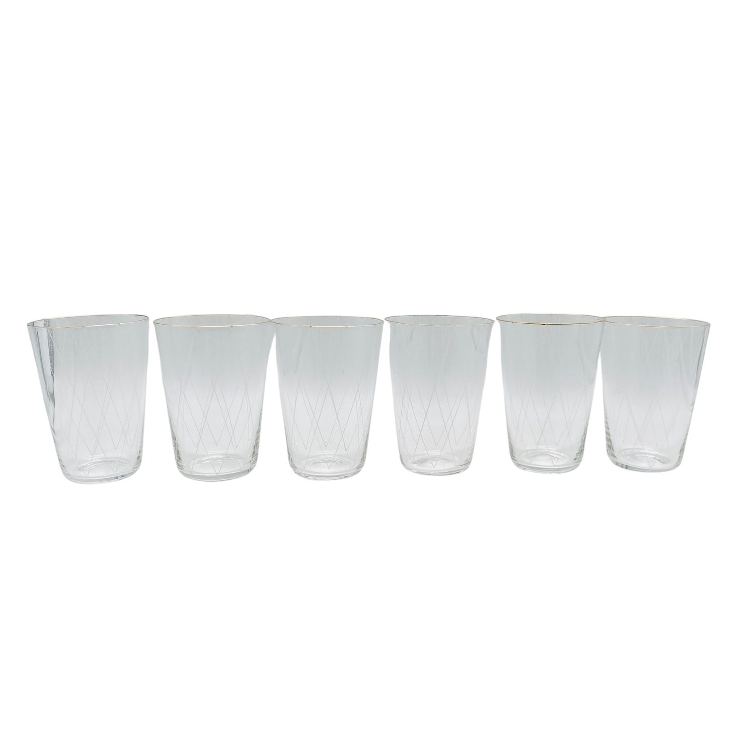 Poschinger Wassergläser 6er Set Goldrand Emaille Dekor Rauten 50er 60er Gläser