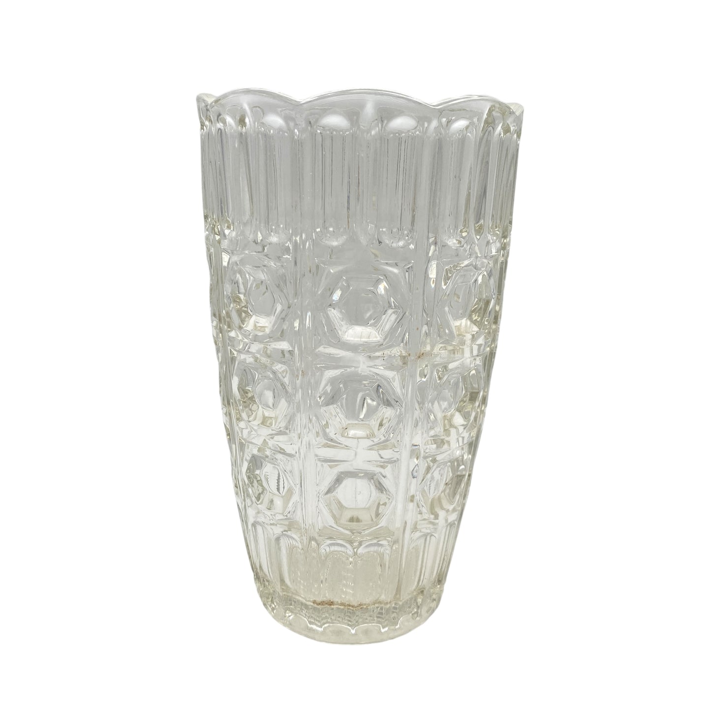 Pressglas Vase Vintage 60er 70er Jahre 23 cm transparent Dekoration Glas