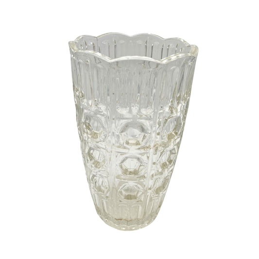 Pressglas Vase Vintage 60er 70er Jahre 23 cm transparent Dekoration Glas