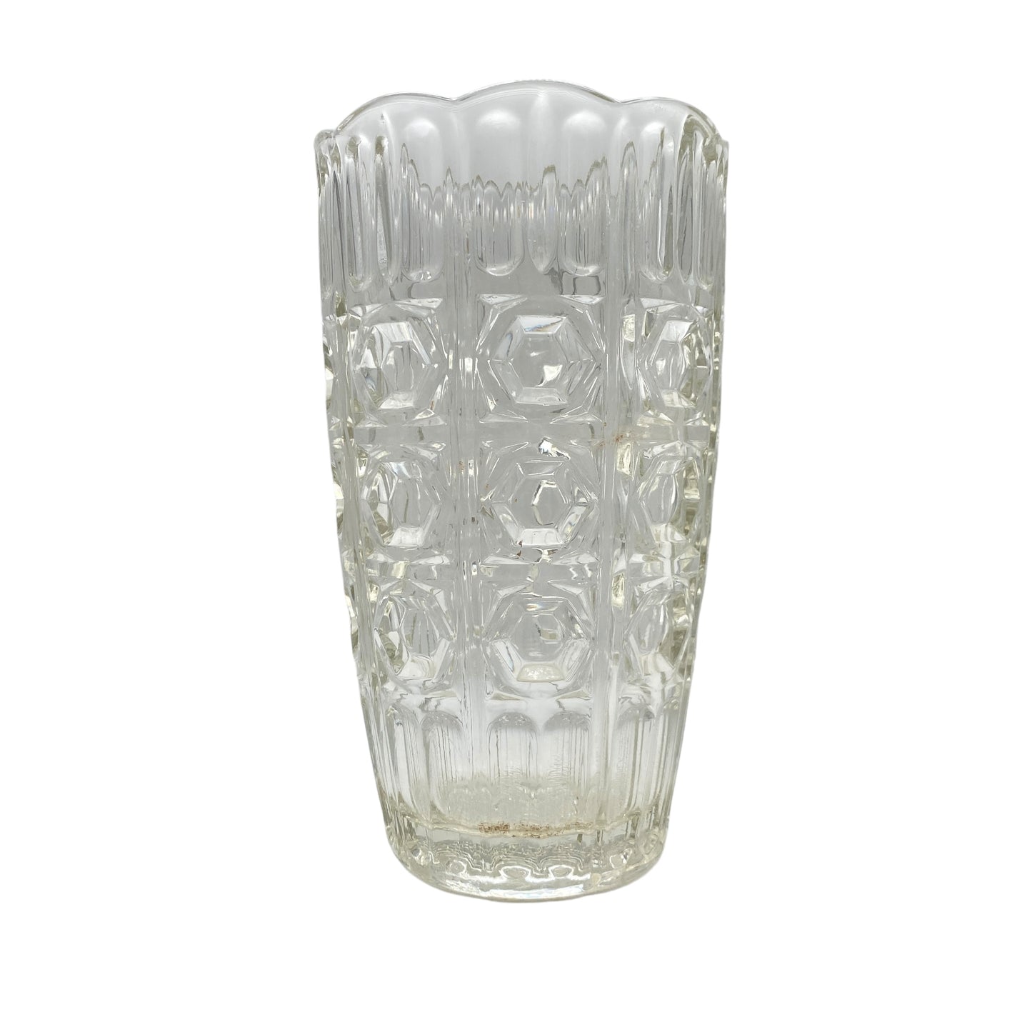 Pressglas Vase Vintage 60er 70er Jahre 23 cm transparent Dekoration Glas