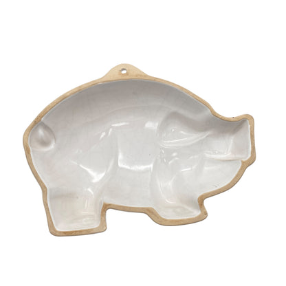 Puddingform Keramik weiß Schwein Sau Glücksschwein 50er 60er 70er Backform Vintage