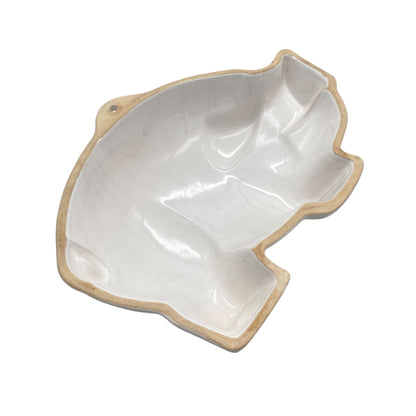 Puddingform Keramik weiß Schwein Sau Glücksschwein 50er 60er 70er Backform Vintage