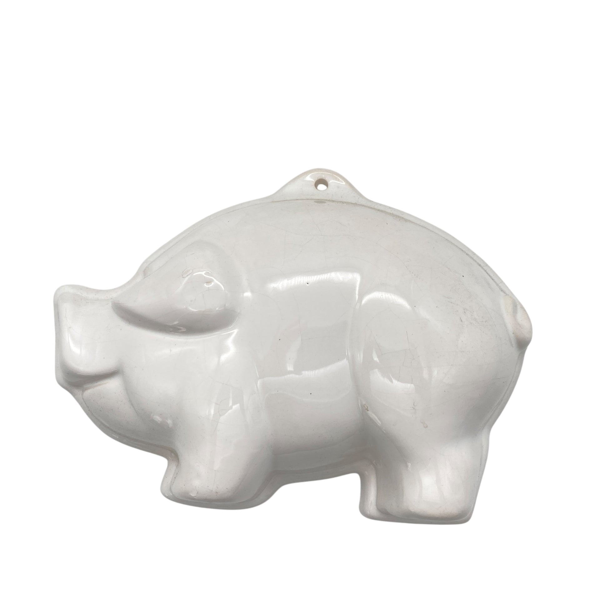 Puddingform Keramik weiß Schwein Sau Glücksschwein 50er 60er 70er Backform Vintage