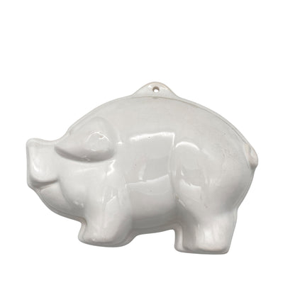 Puddingform Keramik weiß Schwein Sau Glücksschwein 50er 60er 70er Backform Vintage