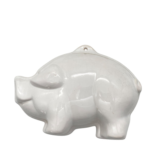 Puddingform Keramik weiß Schwein Sau Glücksschwein 50er 60er 70er Backform Vintage