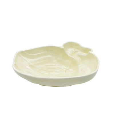 Puddingform Keramik weiß creme Ente schwimmend 50er 60er Backform Vintage Dekoration